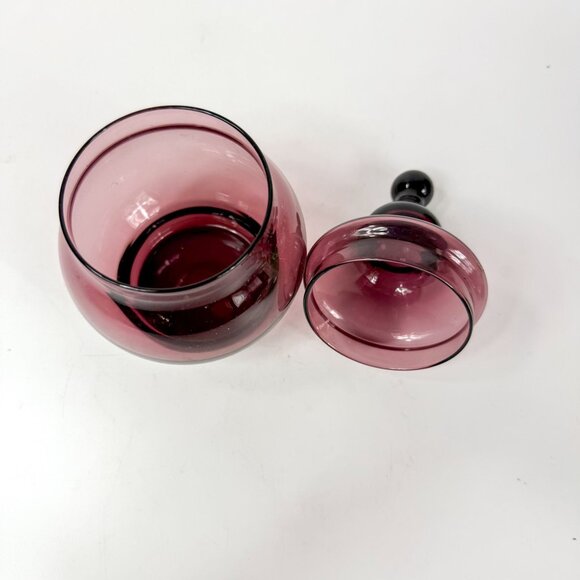 Vintage Empoli Purple Amethyst Glass Lidded Apothecary Jar Dish - Picture 5 of 6